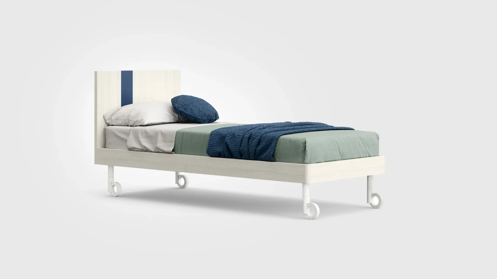 Letto Lila Nidi bianco e beige su ruote scontornato