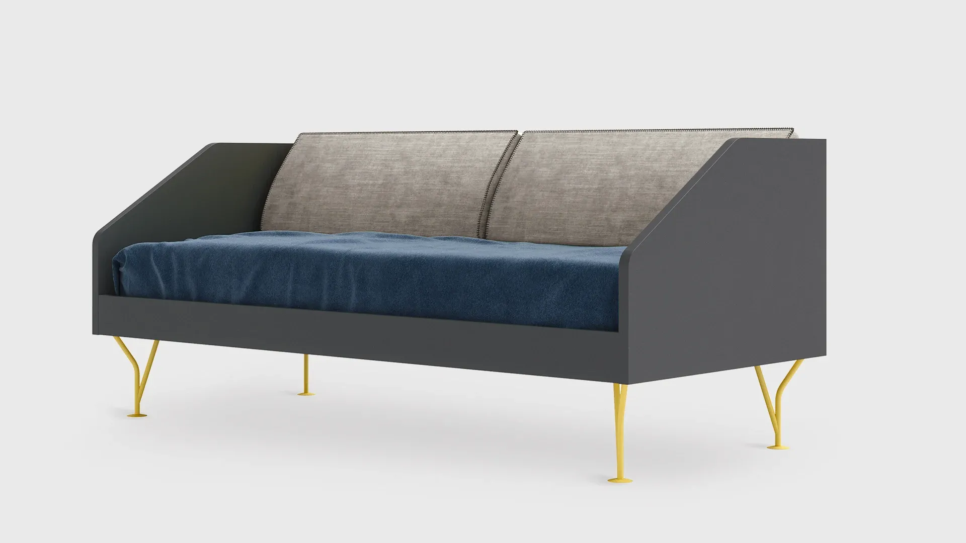 Divano letto Bug Nidi grigio con gambe gialle in metallo