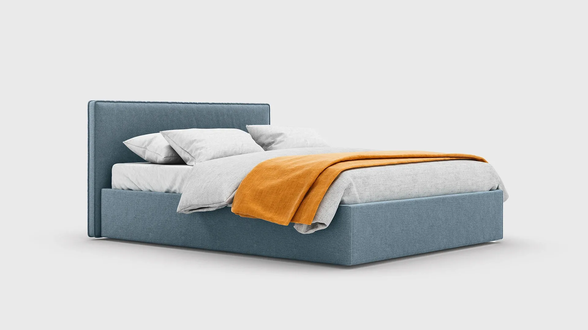 Letto matrimoniale Arial Nidi azzurro scontornato