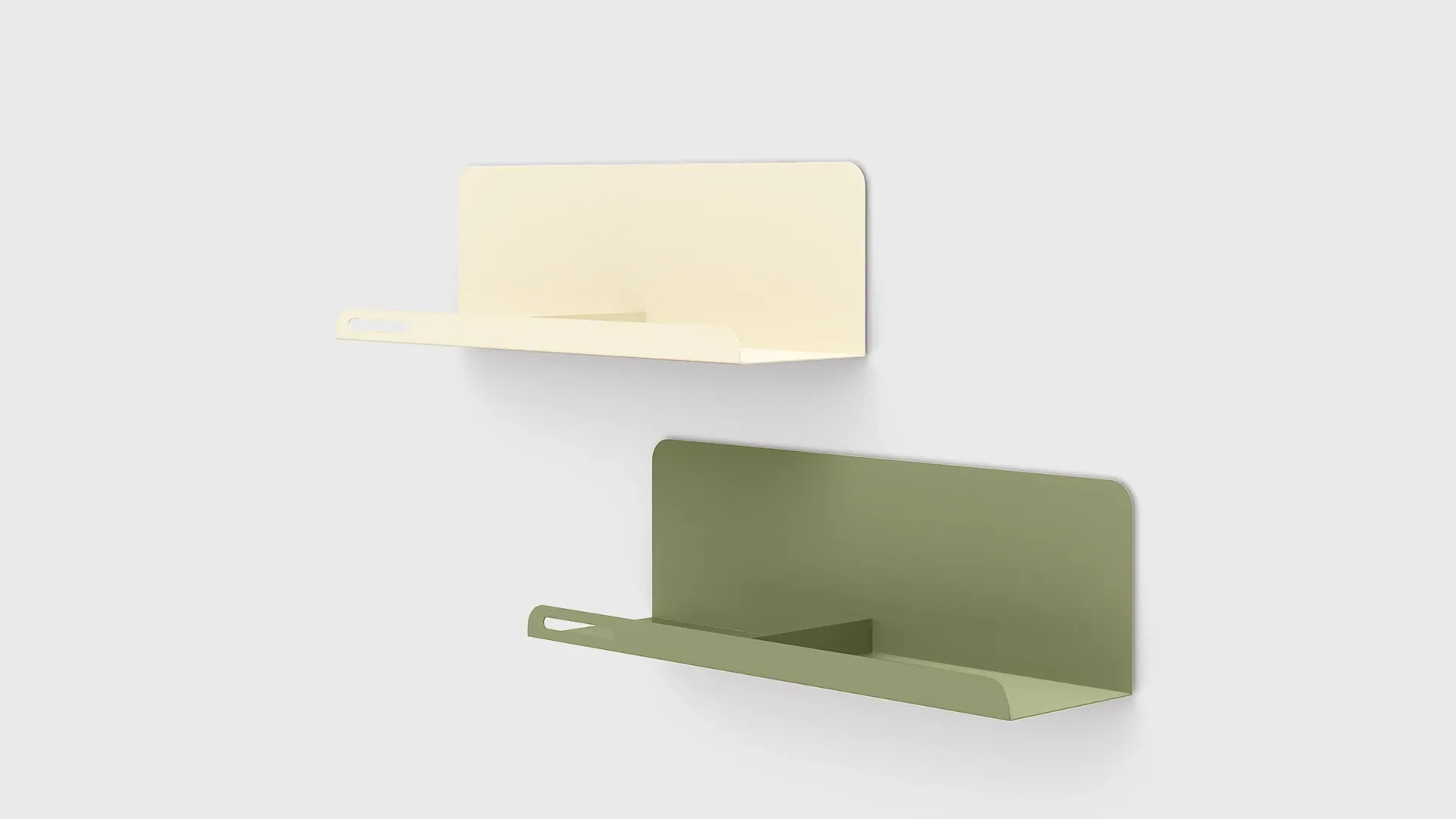 Mensole Hook Nidi crema e verde scontornate