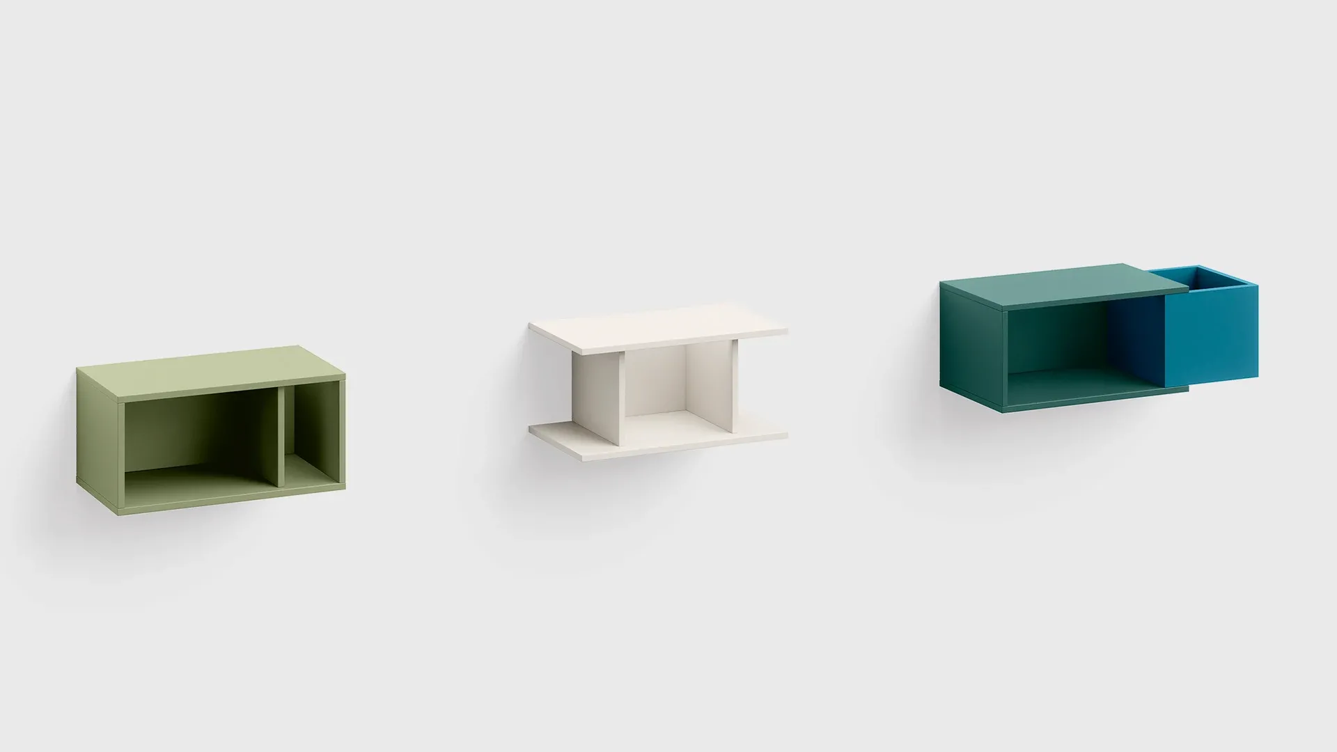 Tre comodini Becky Nidi nelle diverse configurazioni scontornati
