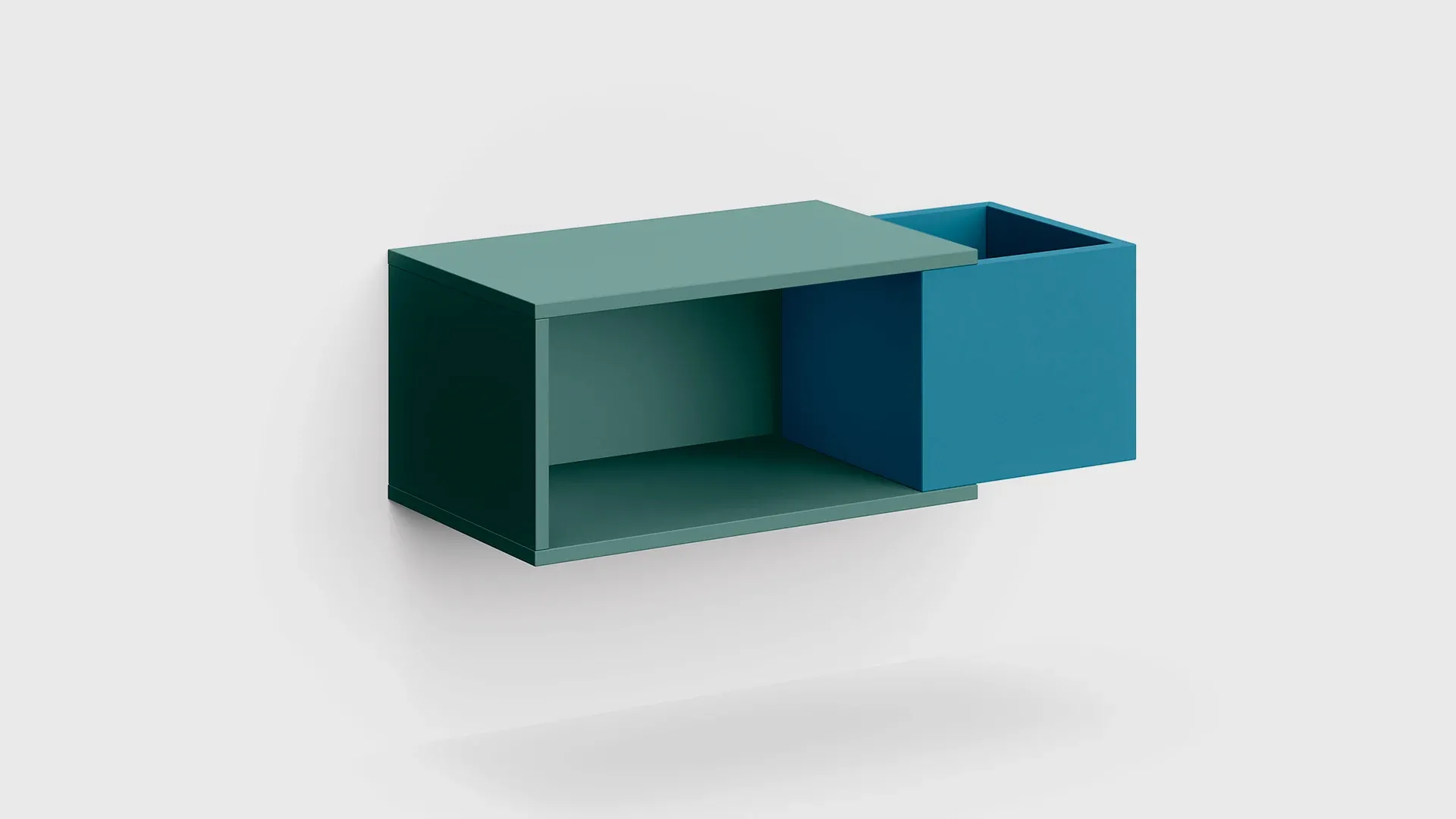 Comodino Becky Nidi verde con contenitore laterale scontornato