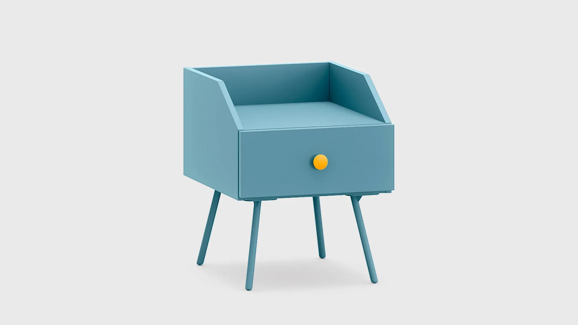 Comodino Wilson Nidi azzurro con cassetto e gambe scontornato