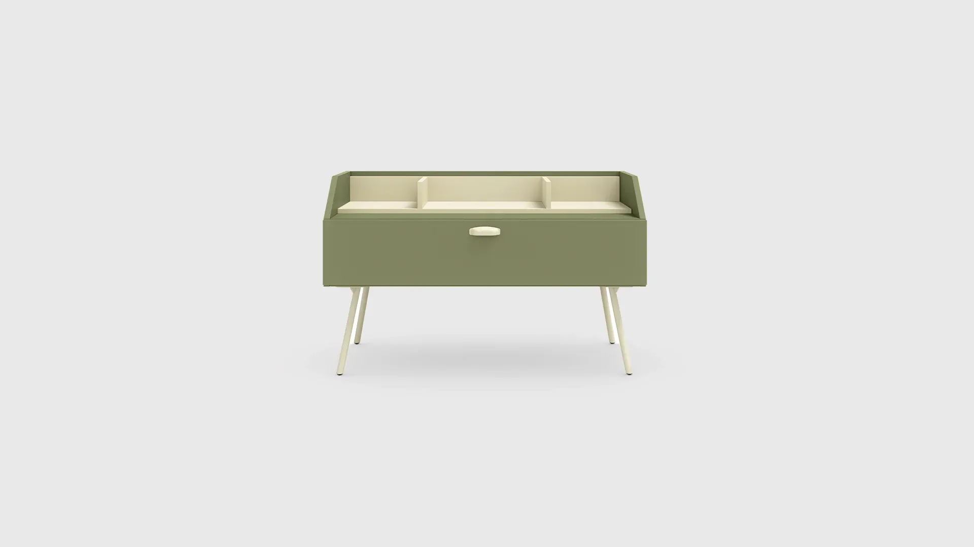 Comodino Wilson Nidi basso verde con piano a casellario scontornato