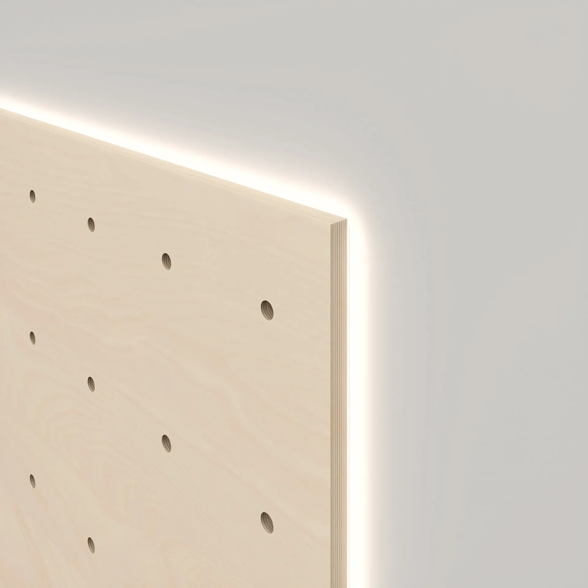 Dettaglio del pannello forato Dots Nidi con luce LED