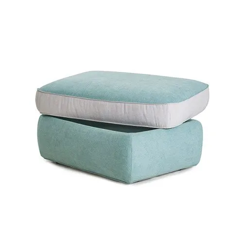 Pouf contenitore Bobo Aerre Divani verde acqua con il coperchio imbottito sollevato