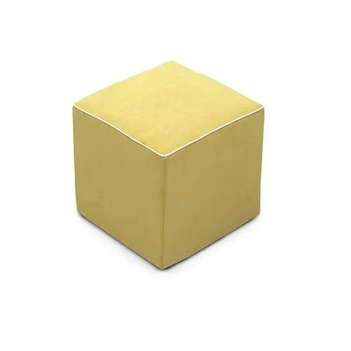 Pouf Quadro Aerre Divani giallo a cubo con bordino