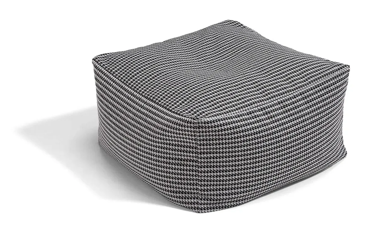 Pouf 02 Dienne morbido a sacco in tessuto grigio a pied-de-poule