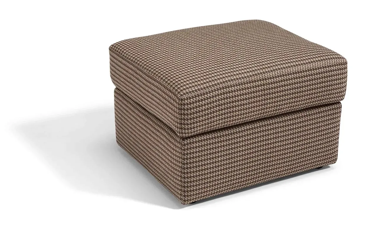 Pouf contenitore 03 Dienne marrone a quadretti con coperchio imbottito