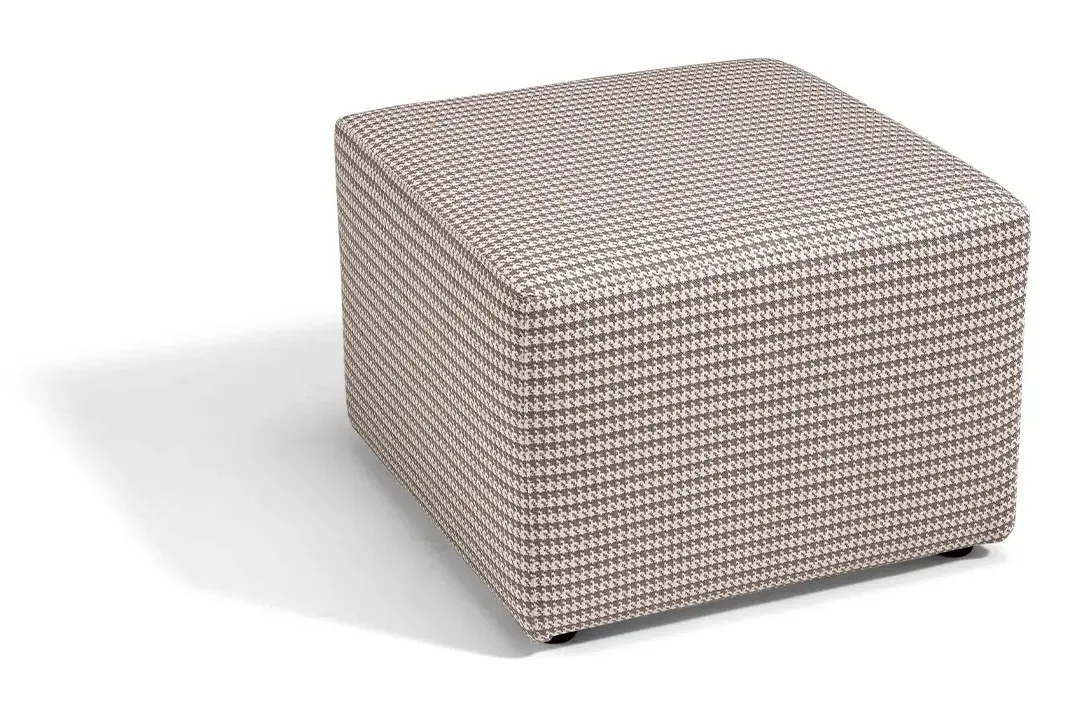 Pouf 04 Dienne cubico in tessuto beige su piedini neri