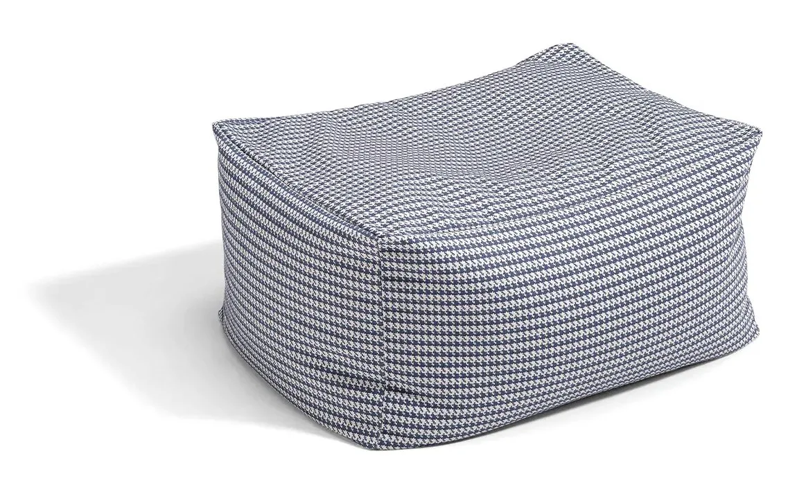 Pouf 06 Dienne basso a sacco in tessuto azzurro a righine