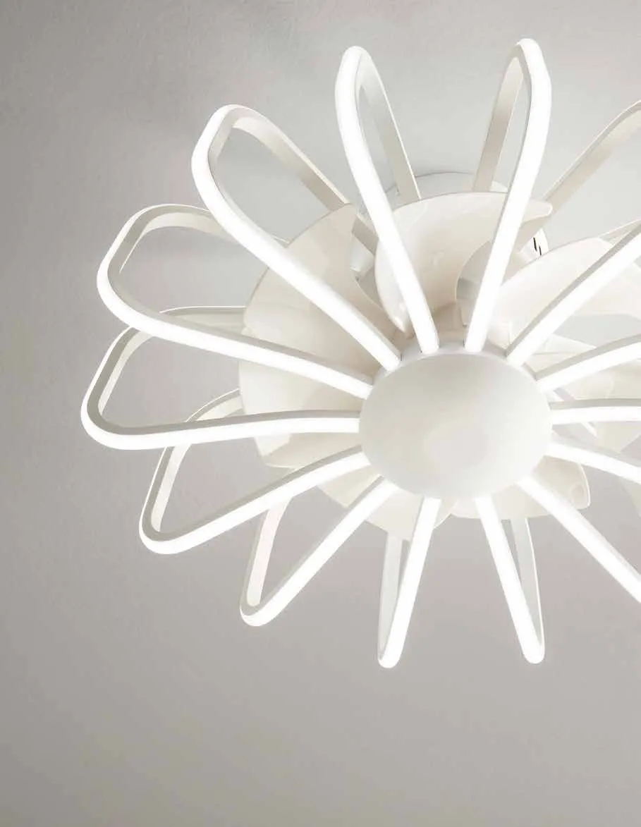 Dettaglio dei petali in alluminio del ventilatore Grecale Fan Europe bianco