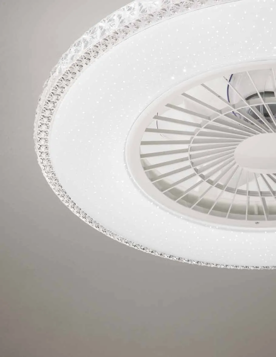 Dettaglio del diffusore effetto cielo stellato del ventilatore Borea Fan Europe