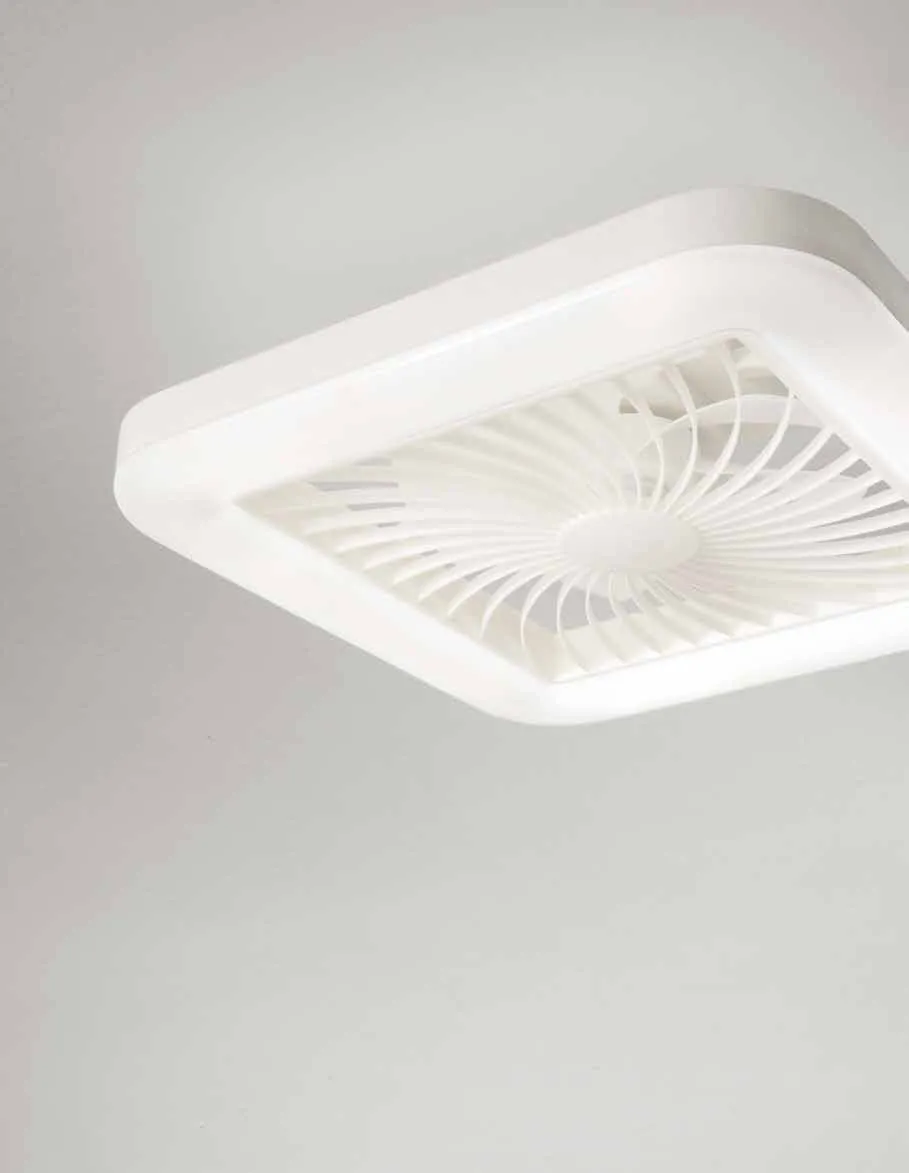 Dettaglio della griglia del ventilatore quadrato Merak Fan Europe