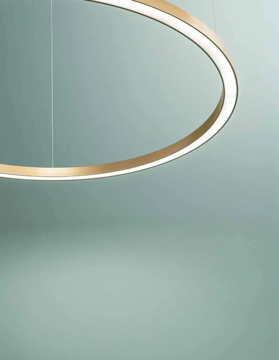 Dettaglio dell'anello Hoop Fan Europe oro su fondo verde