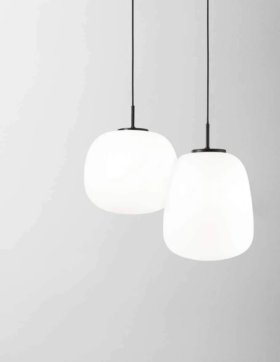 Due sospensioni Tolomeo Fan Europe in vetro bianco