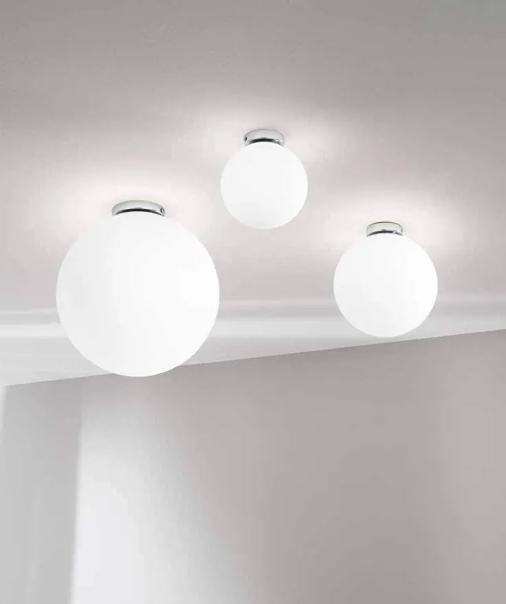 Plafoniere City Fan Europe a sfera in vetro bianco
