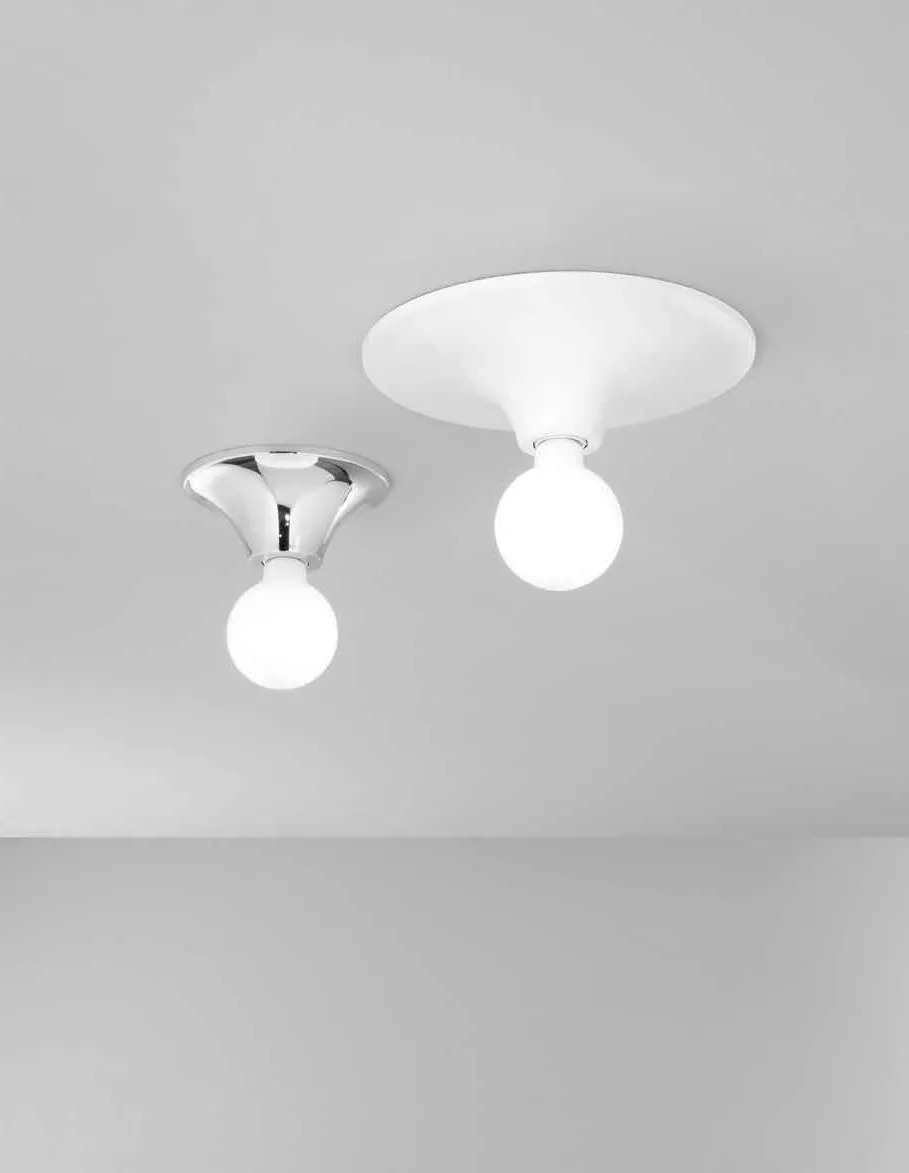 Plafoniere Vesevus Fan Europe cromo e bianca con lampadina a vista