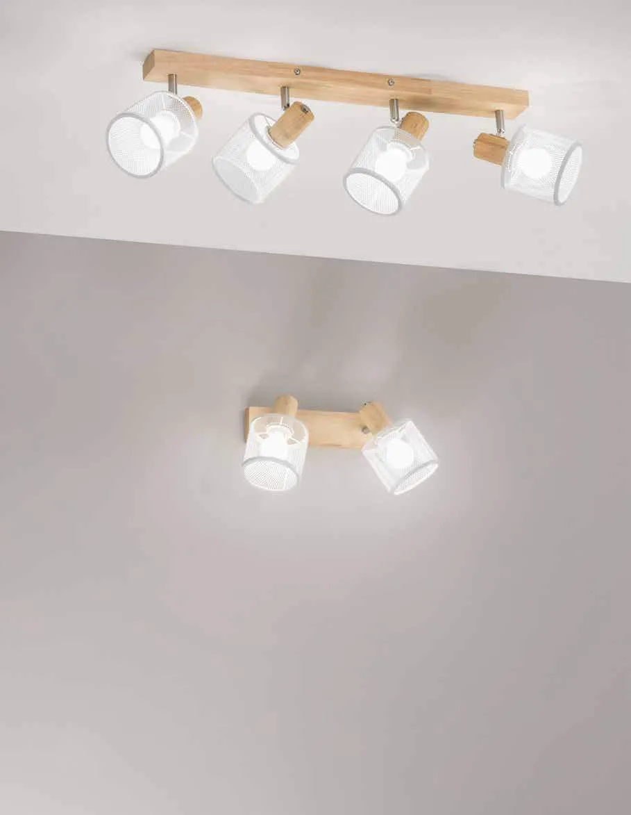Faretti Twinset Fan Europe a quattro e due luci su base in legno