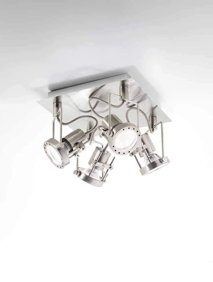 Plafoniera Techno Fan Europe a quattro spot in metallo