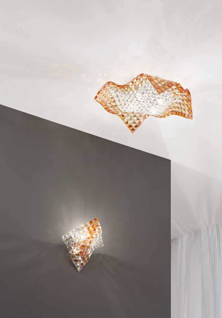 Plafoniera e applique Rumba Fan Europe in cristalli ambrati