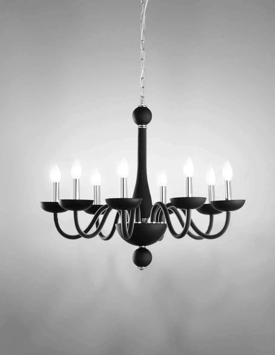 Lampadario Alfiere Fan Europe nero in vetro soffiato