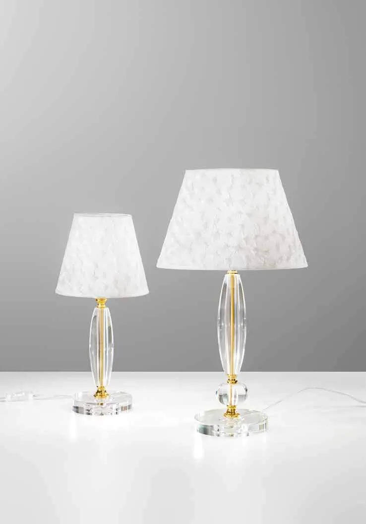 Lumi Epoque Fan Europe con base in cristallo e paralume