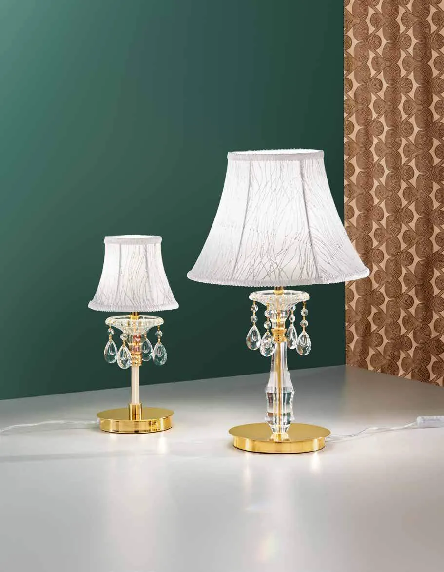 Lumi Monet Fan Europe in cristallo con paralume striato