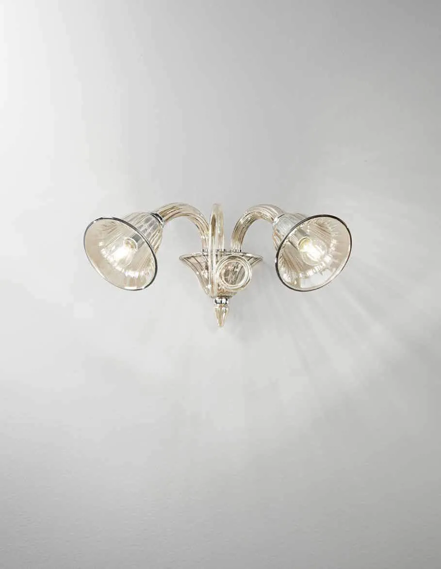 Applique Poseidon Fan Europe in vetro champagne