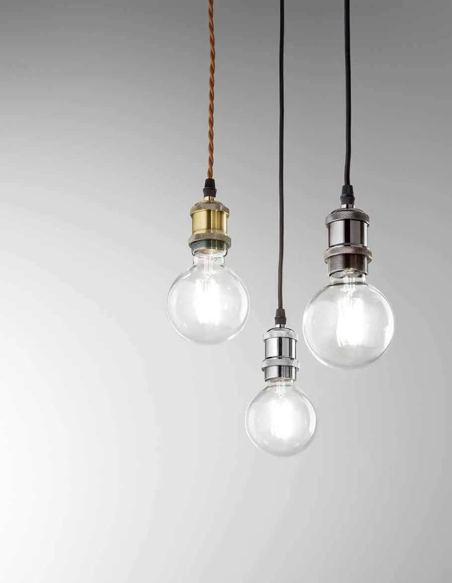 Pendenti Vintage Fan Europe con cavo in tessuto e lampadine a vista