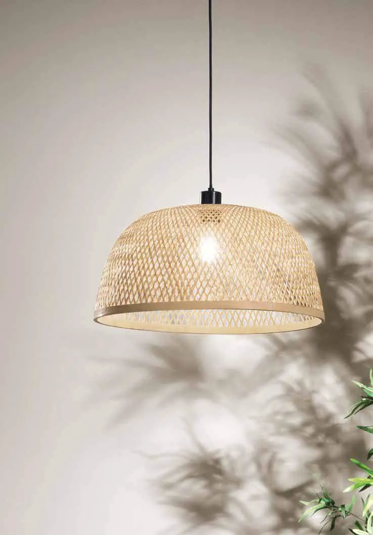 Sospensione Bamboo Fan Europe a cupola in bambù intrecciato