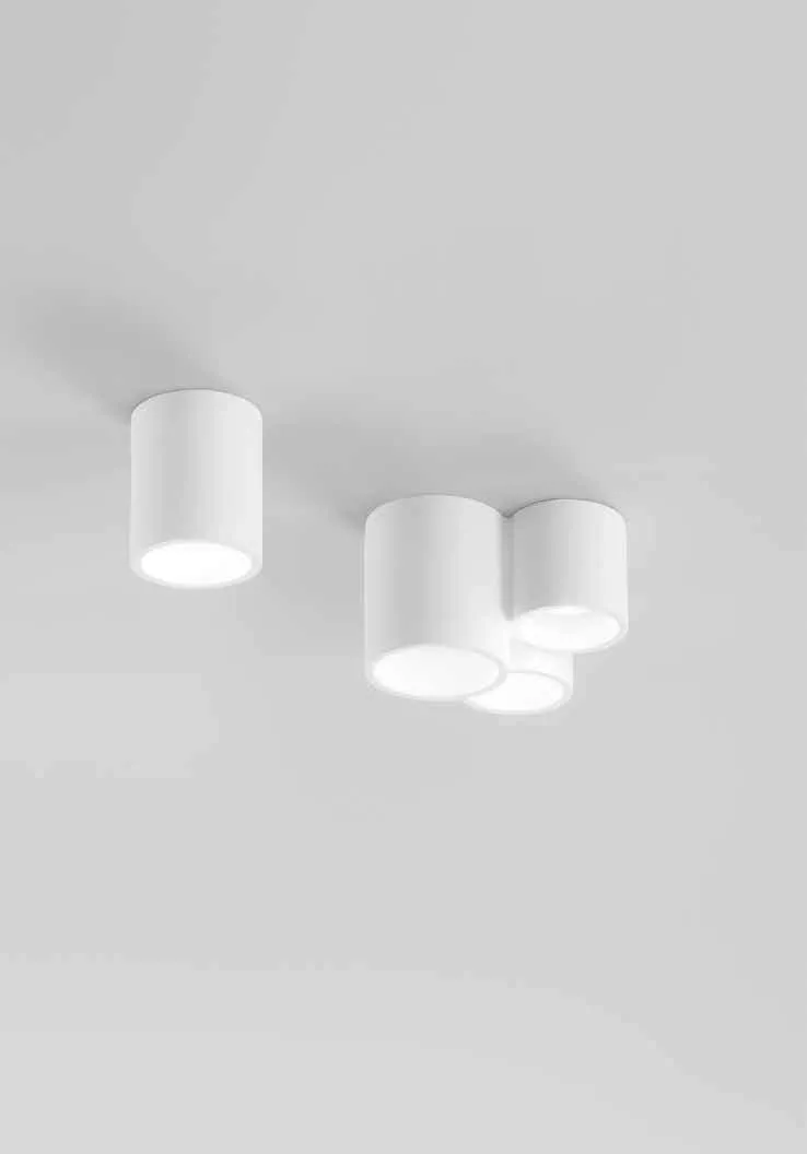 Plafoniere Banjie Fan Europe a cilindri di gesso su soffitto bianco
