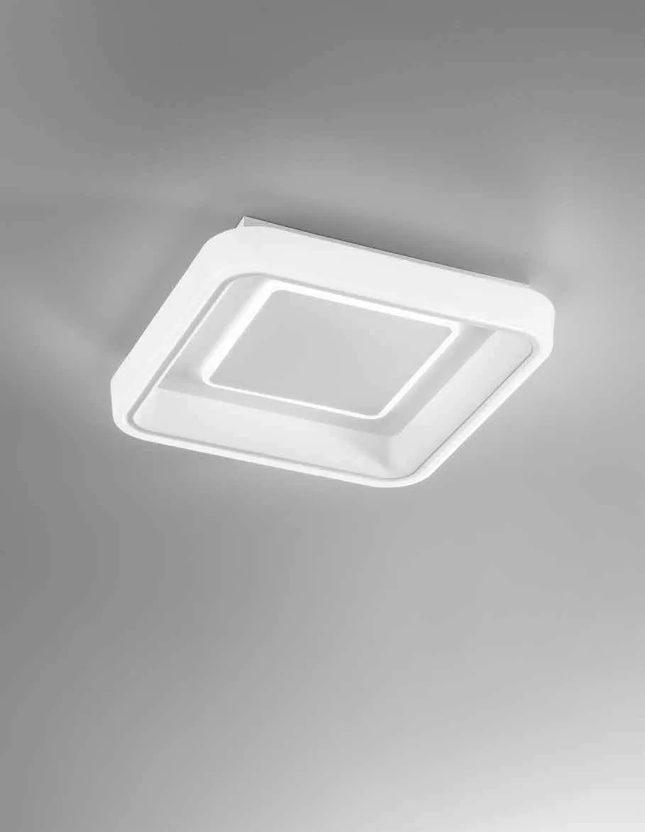 Plafoniera Nurax Fan Europe quadrata bianca con diffusore grigio