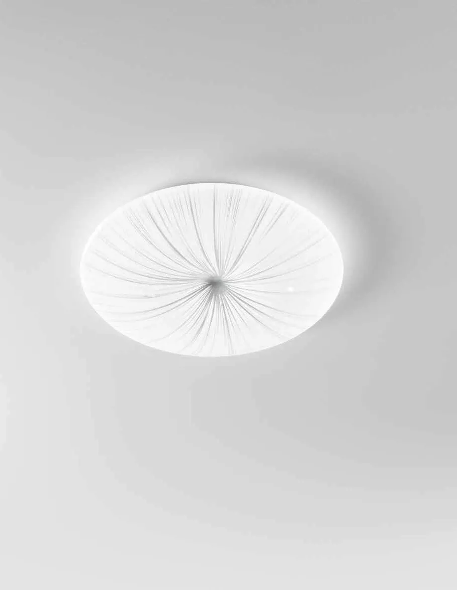 Plafoniera Agora Fan Europe con linee argentate a raggiera