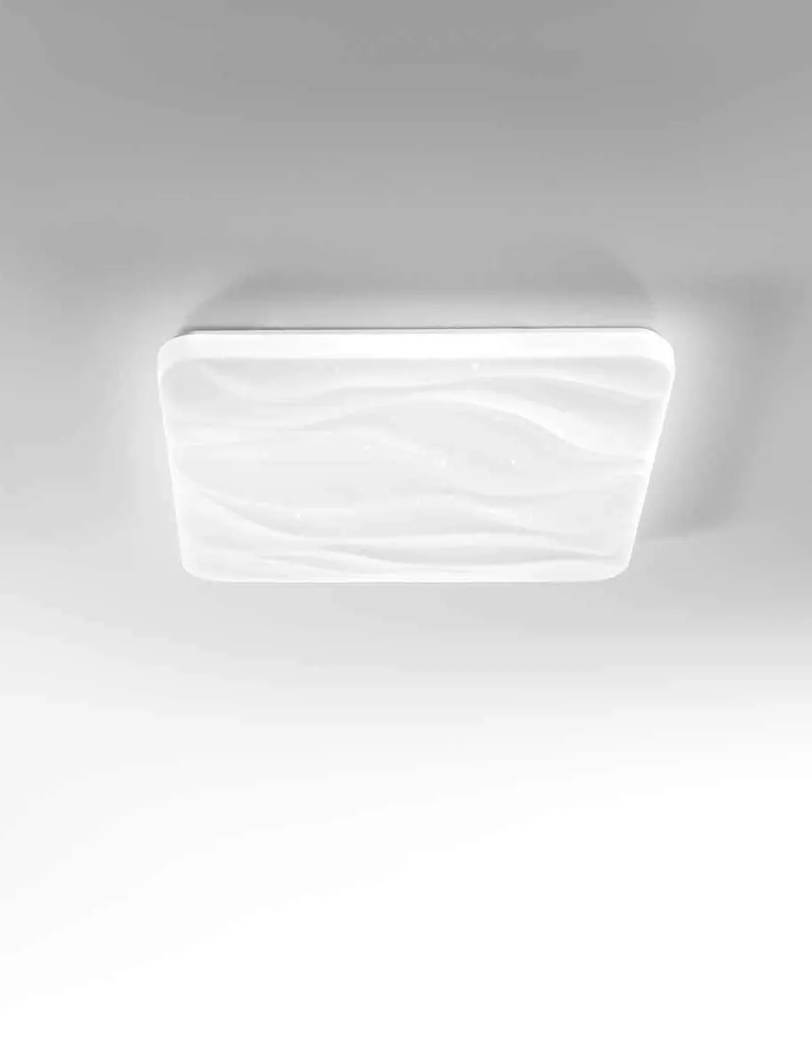 Plafoniera Wave Fan Europe quadrata con onda in rilievo