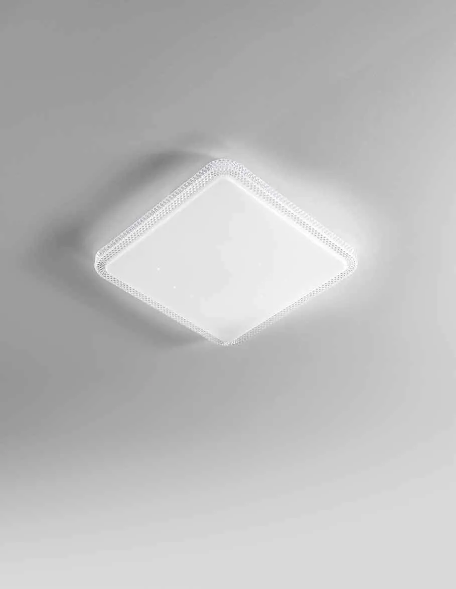 Plafoniera Pixel Q Fan Europe quadrata con cornice diamantata