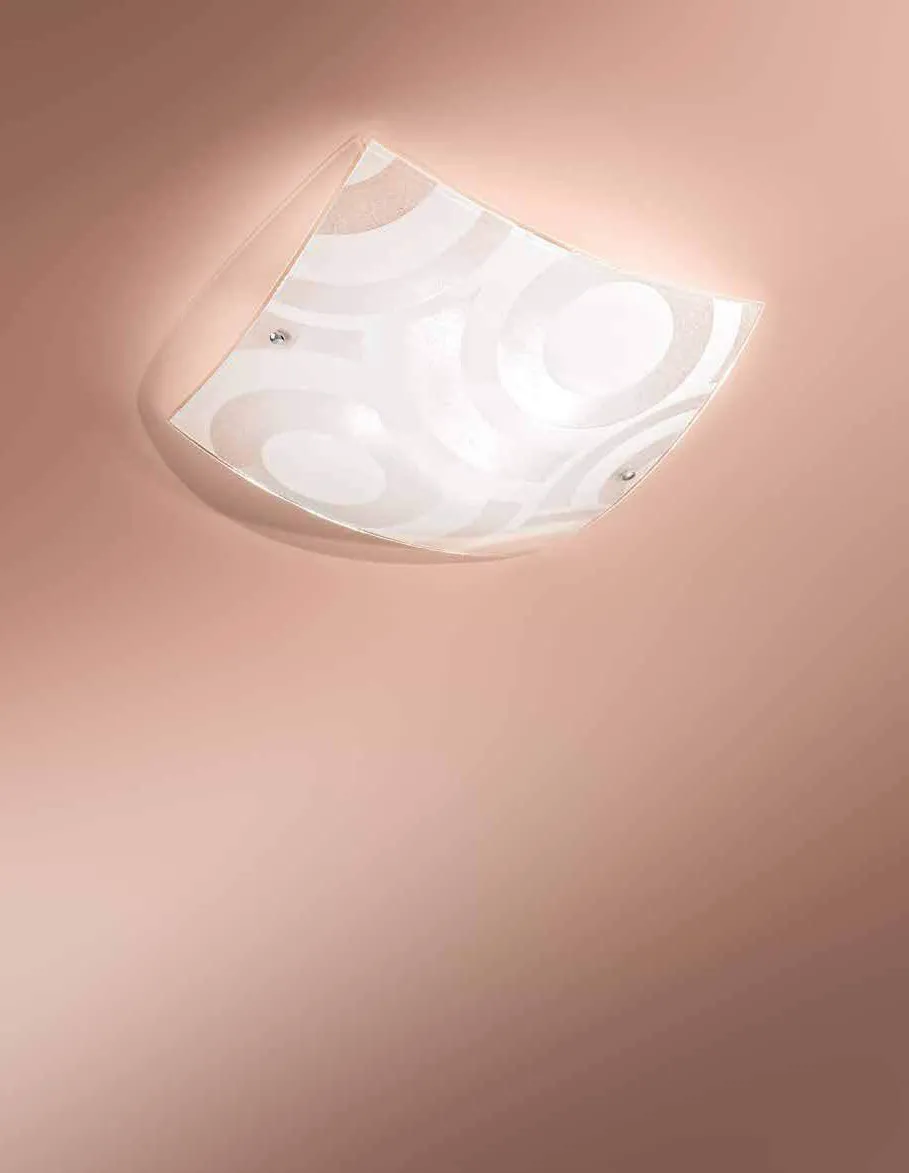 Plafoniera Mirò Fan Europe in vetro con decori su soffitto rosa