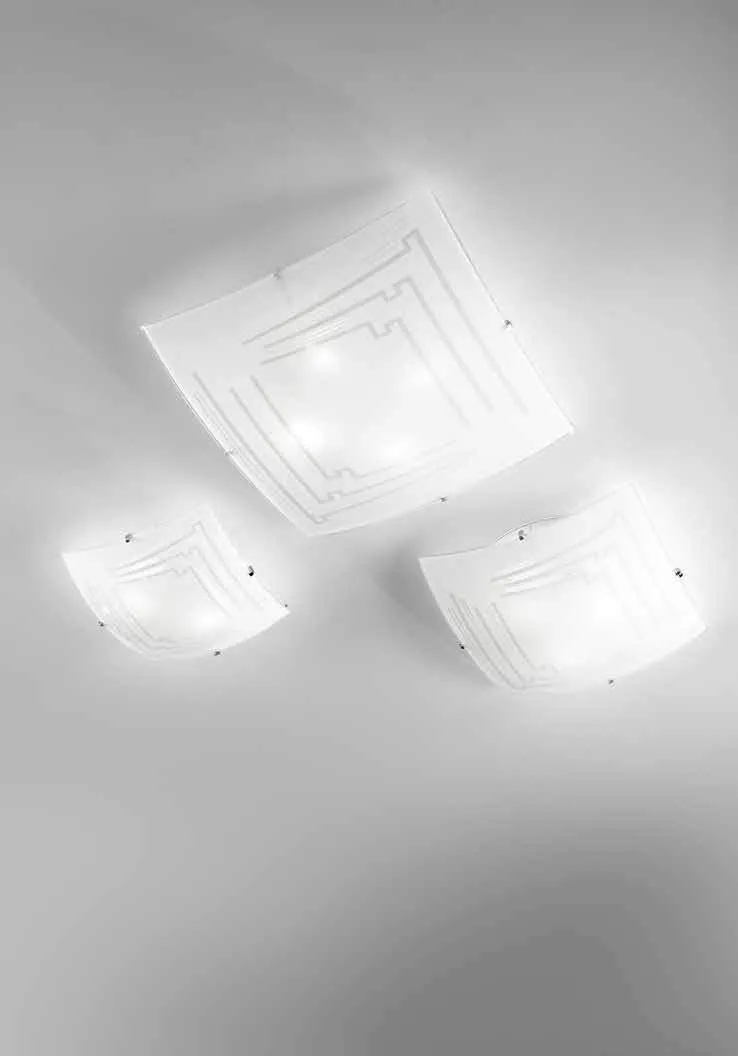 Plafoniere Concept Fan Europe quadrate con decoro a quadrati concentrici