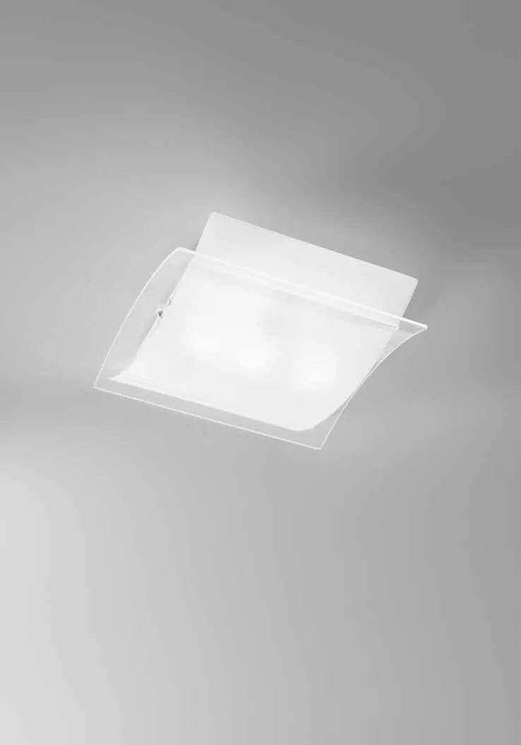 Plafoniera Righe Fan Europe in doppio vetro rigato su soffitto bianco