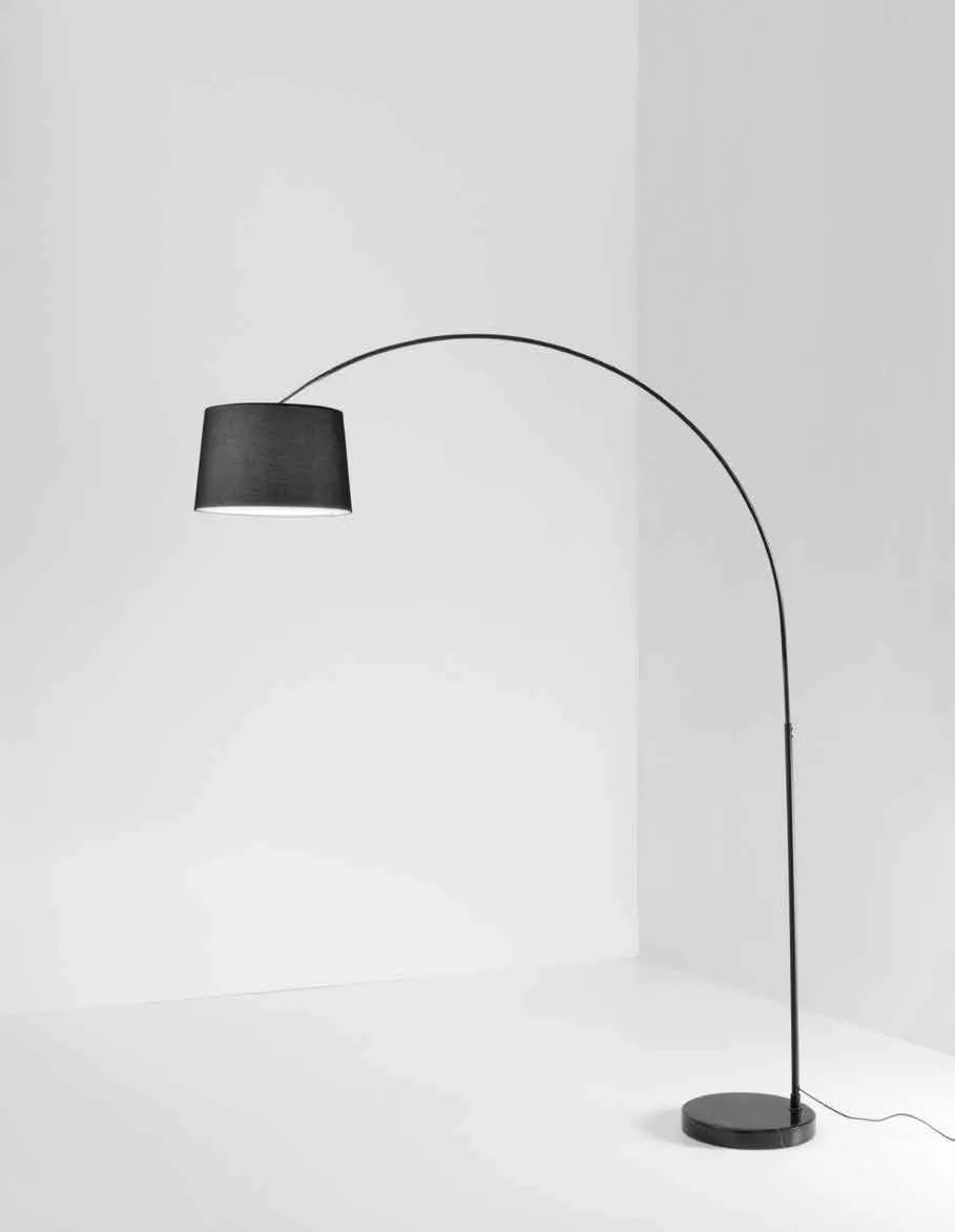 Piantana ad arco Dream Fan Europe nera con base in marmo