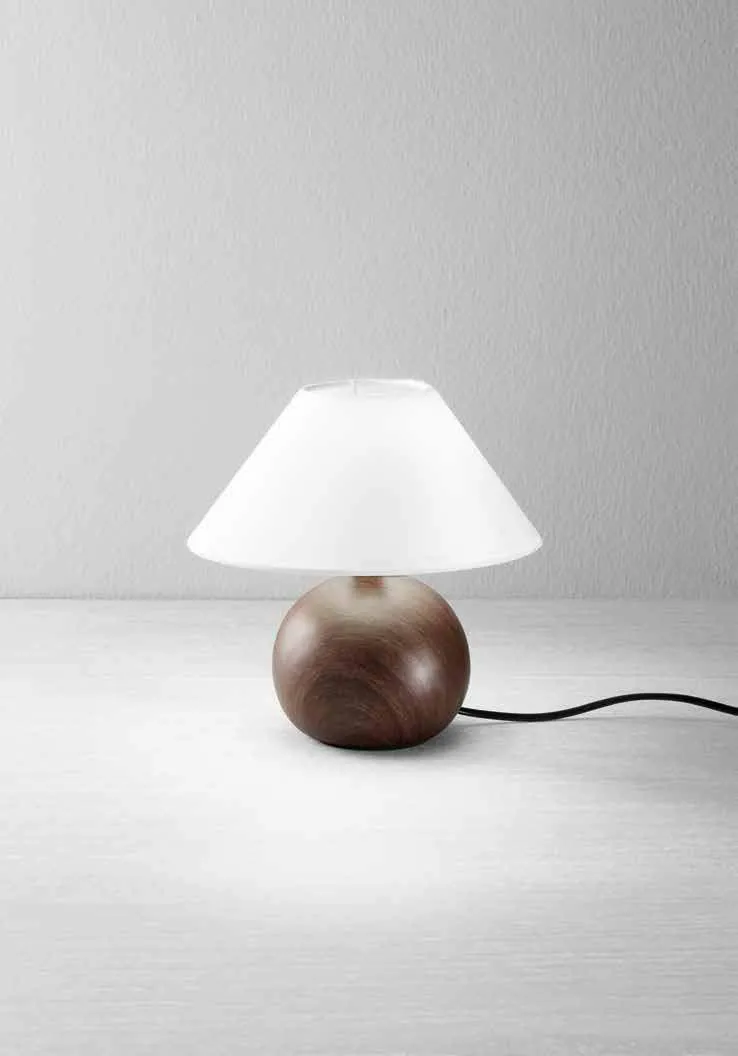 Lampada da tavolo Rovere Fan Europe con base tonda effetto rovere scuro