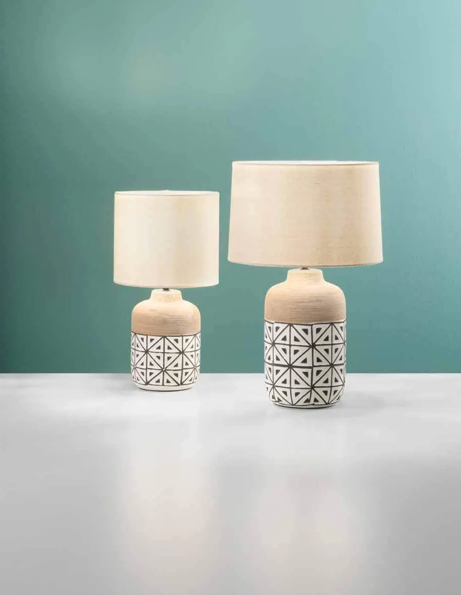 Lampade da tavolo Vietri Fan Europe XL e M con base a maiolica