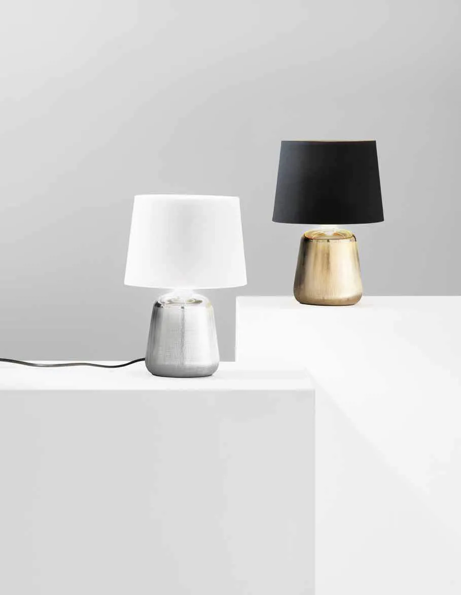 Lampade da tavolo Ecstasy Fan Europe silver con paralume bianco e oro con paralume nero
