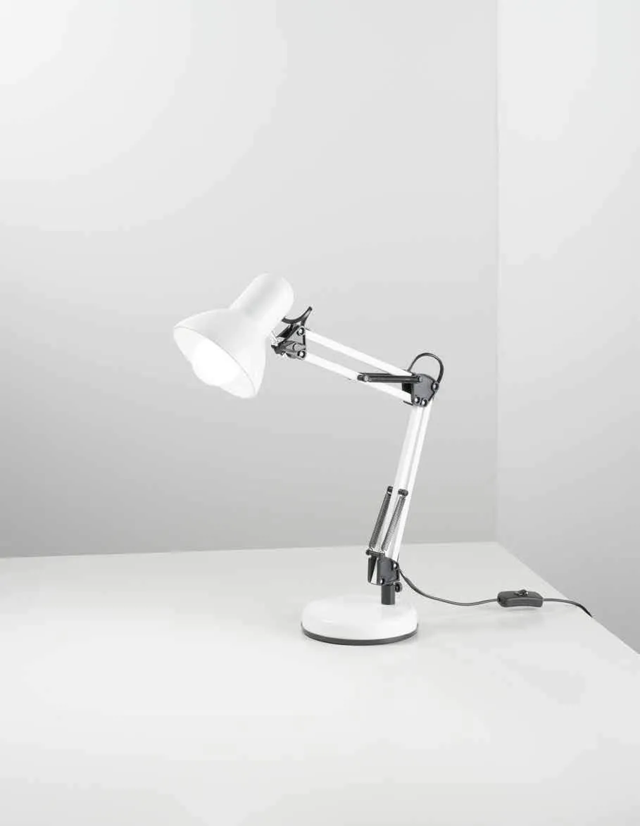 Lampada a braccio Architetto Fan Europe bianca su base d'appoggio