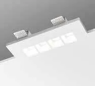 Incasso Hive Fan Europe montato nel cartongesso con quattro luci accese