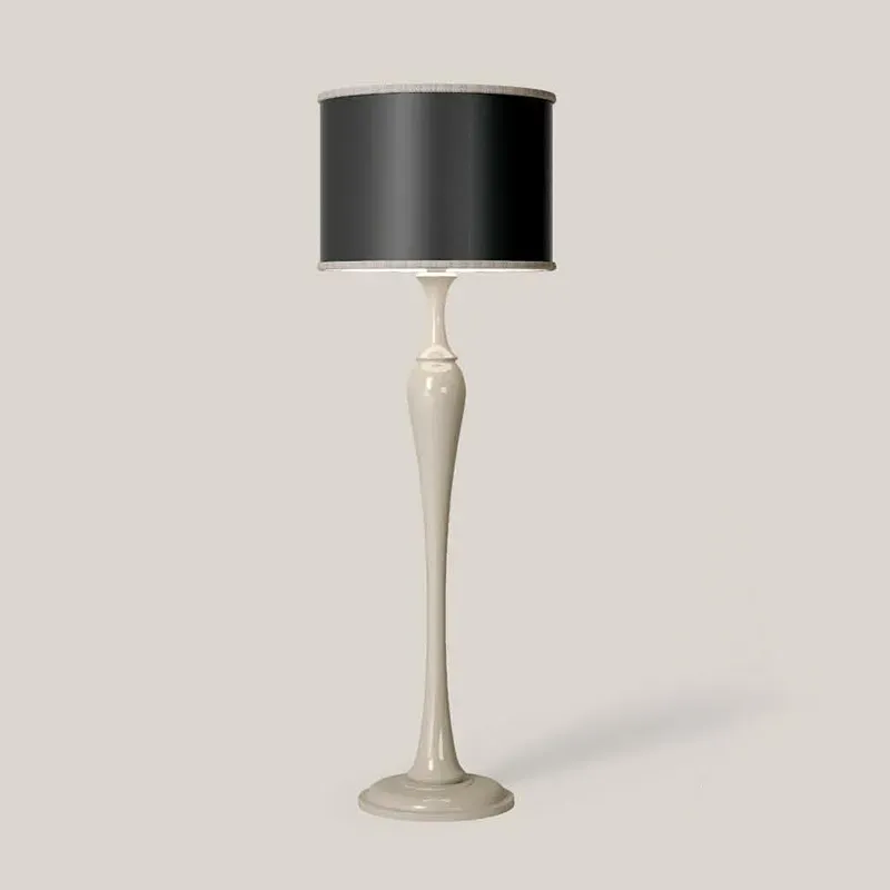 Lampada a stelo Opera Francesco Pasi con stelo avorio a balaustro e paralume nero