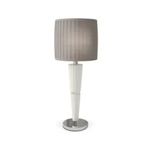 Lampada da tavolo Ellipse Francesco Pasi con base a colonna e paralume plissettato grigio, foto scontornata