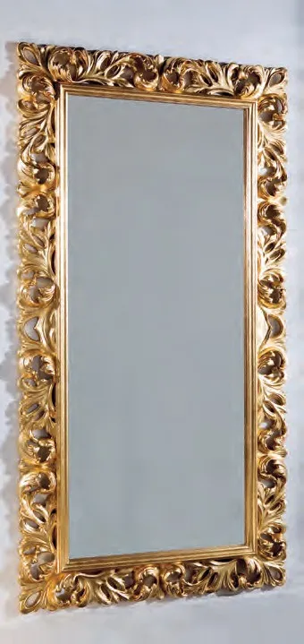 Specchiera in foglia oro Marte Imba verticale con cornice intagliata