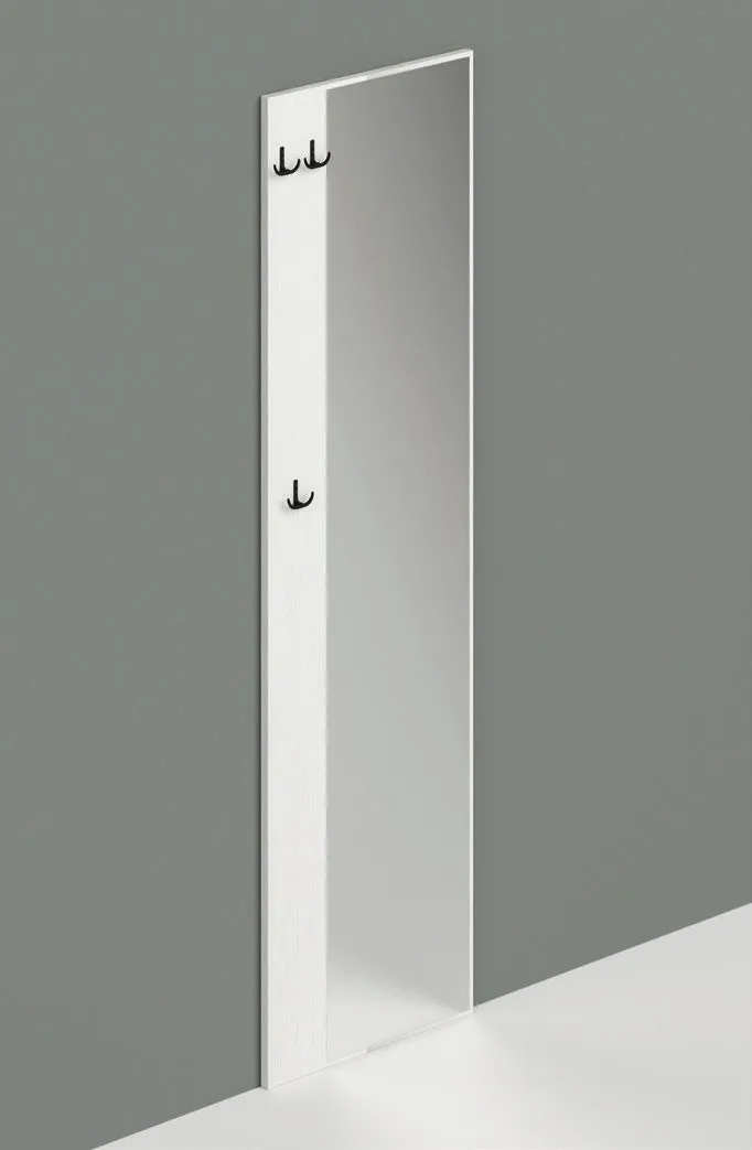 Specchio H 182 Imba con fascia bianco frassinato su parete grigia