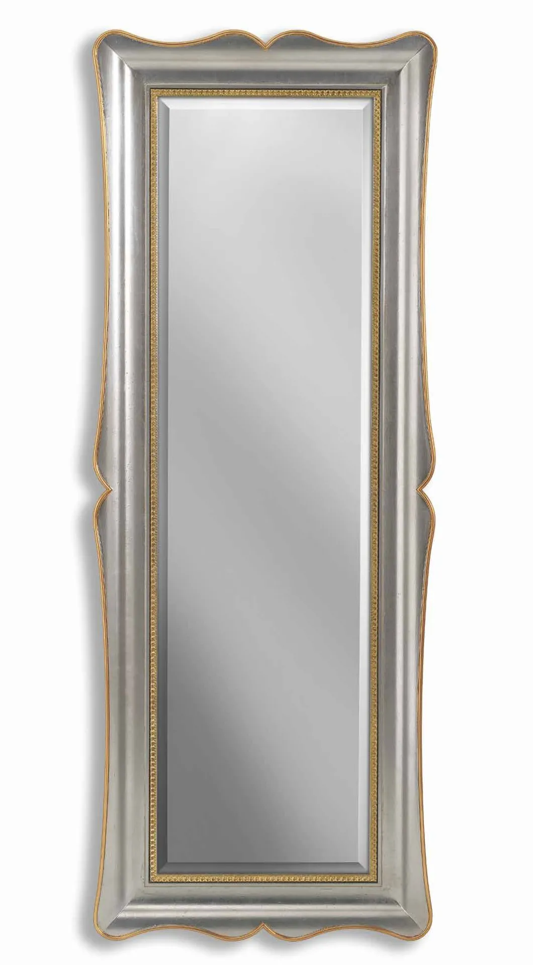 Specchiera SP 6450 Imba verticale argentata sagomata su fondo bianco